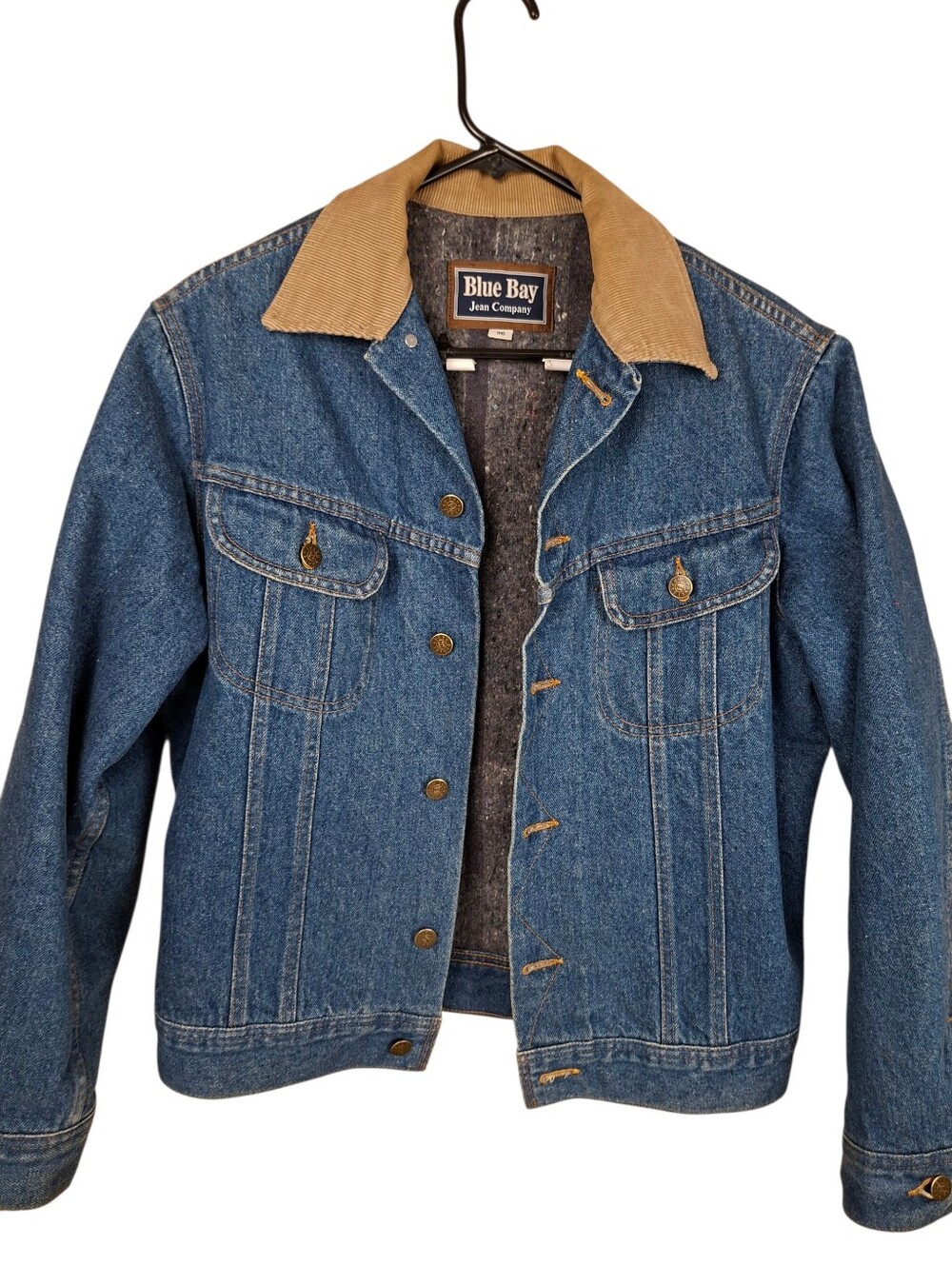 Vintage Corduroy Collar Blanket Lined Denim Jacket Tucker Jeans Coat Sz 36 (S)